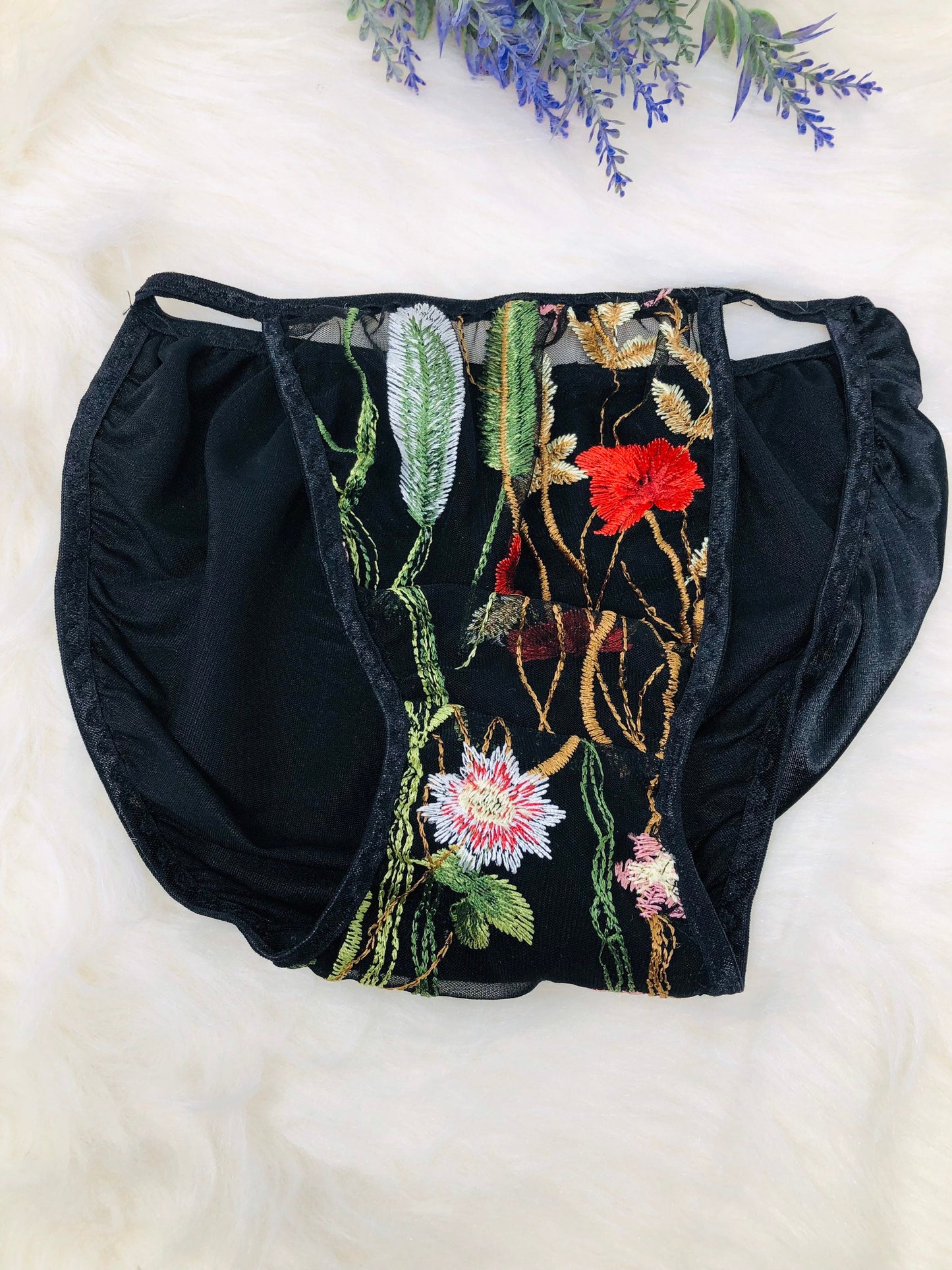 Silky Nylon Satin and Floral Lace String Bikini MADE TO ORDER