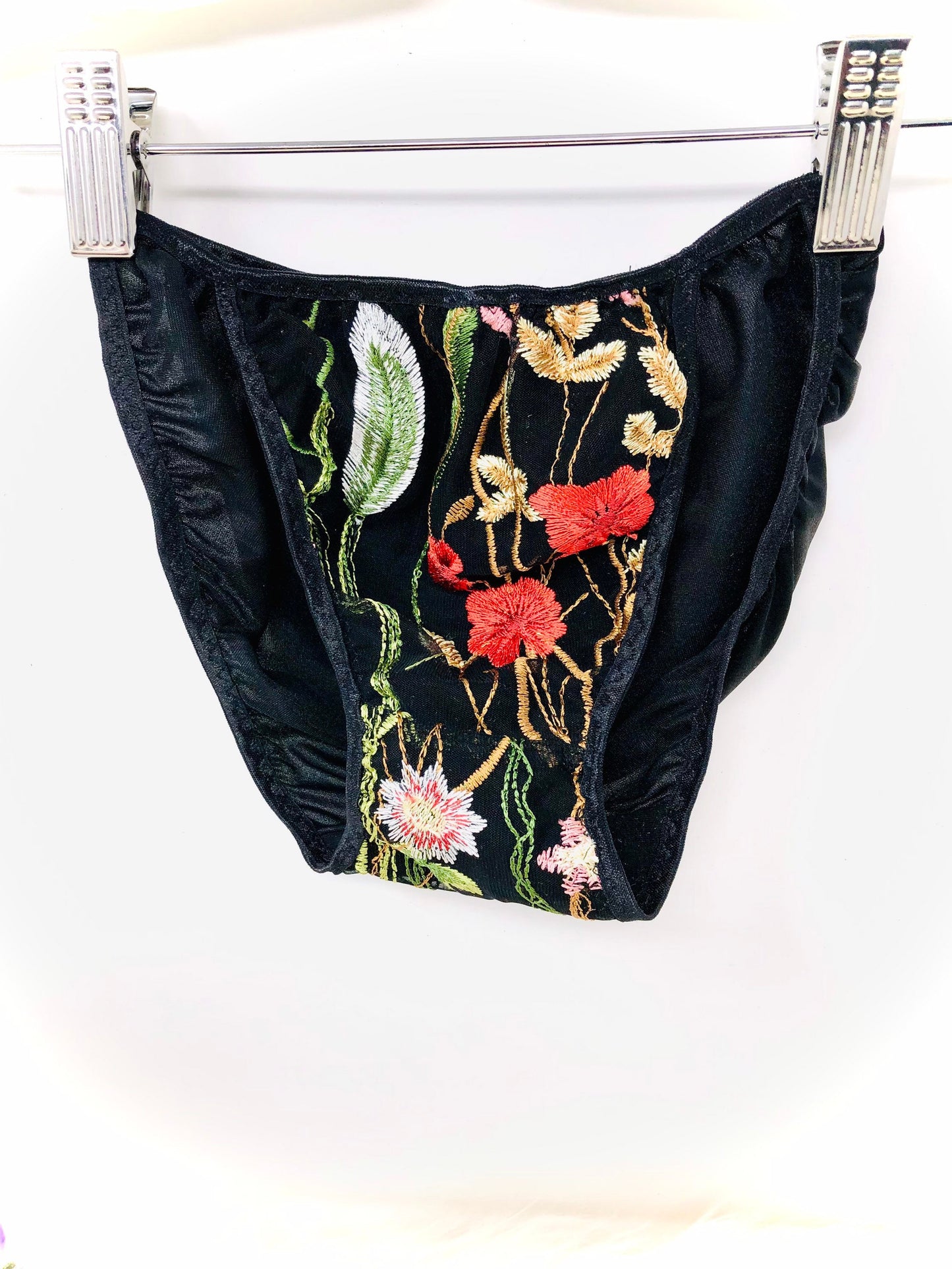 Silky Nylon Satin and Floral Lace String Bikini MADE TO ORDER
