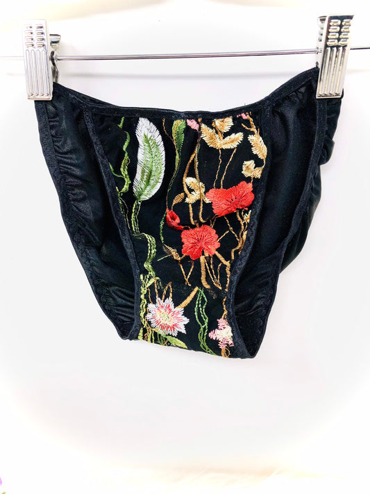 Silky Nylon Satin and Floral Lace String Bikini MADE TO ORDER